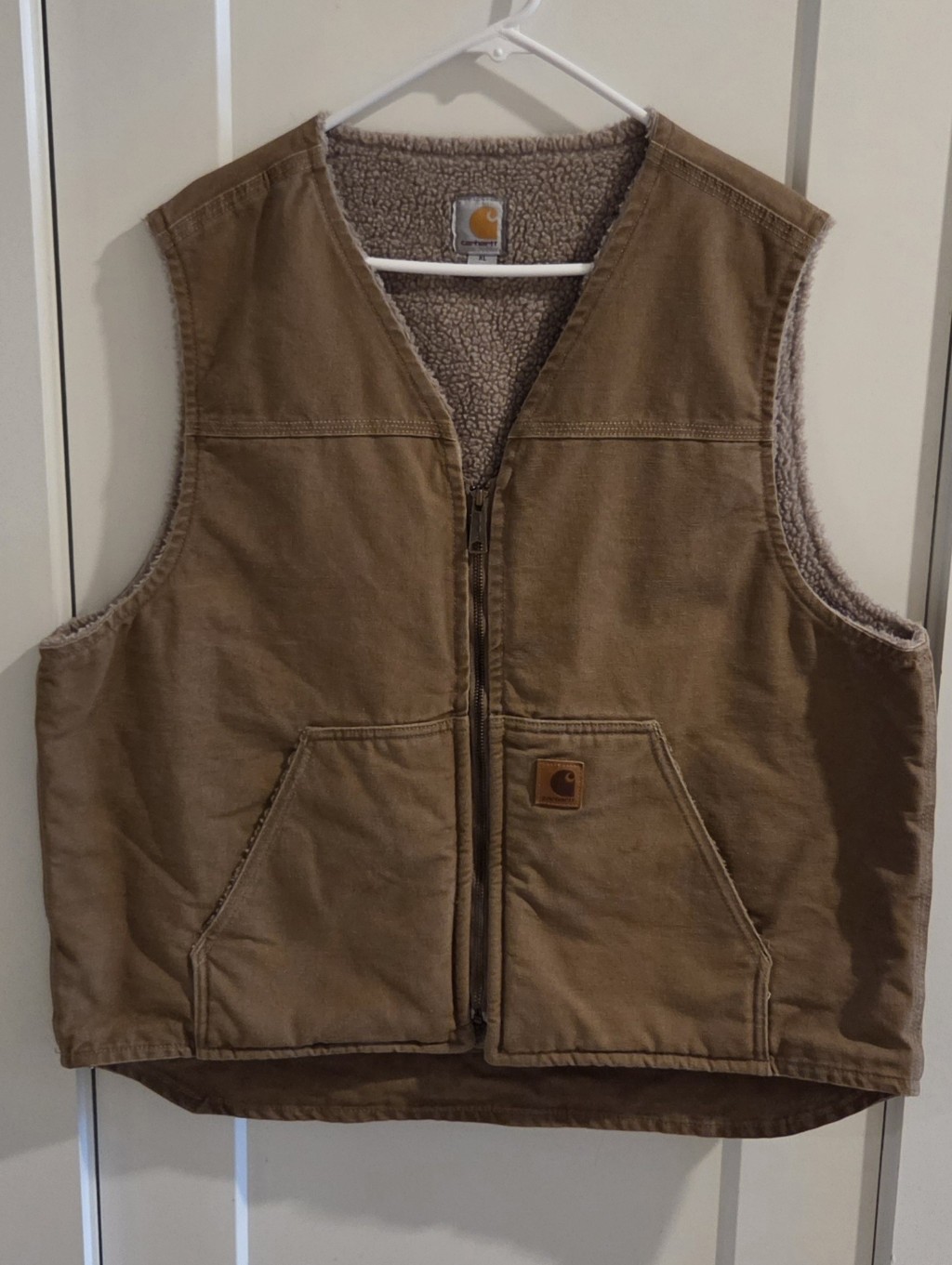 Carhartt Sherpa-Lined Canvas Vest - Size Medium - Brown Tan